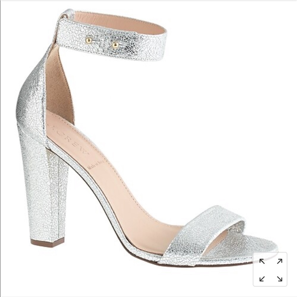 J.crew Lanie silver metallic stacked-heel sandals